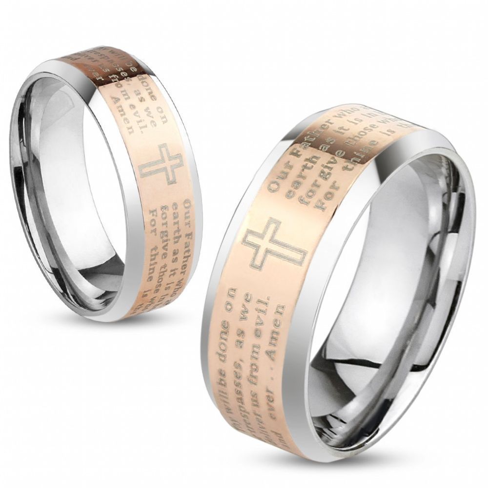 Стальное кольцо с текстом и символом
