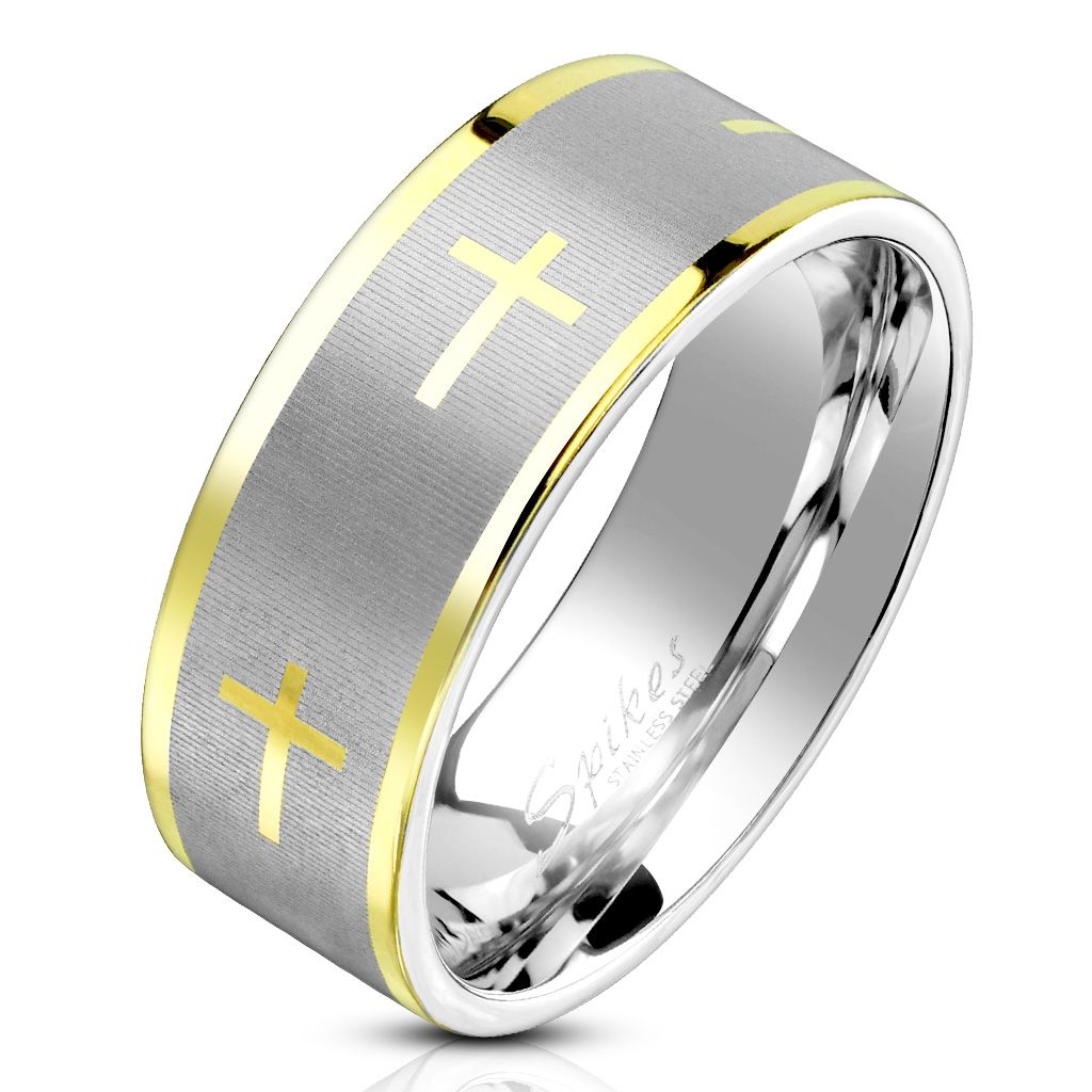 Кольцо с крестами под золото