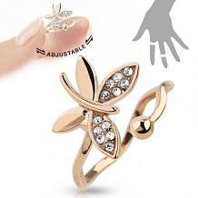 Изображение кольцо из латуни цвета розовое золото в виде бабочки spikes KL-000235