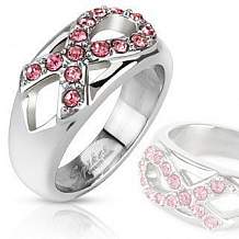 Изображение кольцо с розовой ленточкой из цирконов spikes KL-000724