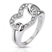 Изображение кольцо с полым сердцем из цирконов spikes KL-000717