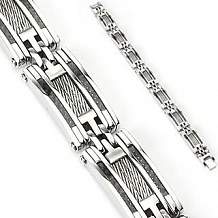 Изображение браслет стальной с вставкой из тросов spikes BR-000454