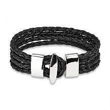Изображение браслет плетеный из четырех черных шнурков spikes BR-000131