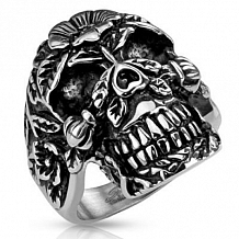 Изображение кольцо стальное изящный череп spikes KL-000479