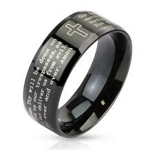 Изображение кольцо с крестом и молитвой отче наш на английском языке spikes KL-000705, KL-000704
