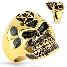 Изображение кольцо золотой череп spikes KL-001404