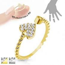 Изображение кольцо латуневое с покрытием под золото и сердцем spikes KL-000008