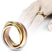 Изображение кольцо женское переплетенные трехцветные кольца spikes KL-000899