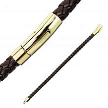 Изображение браслет коричневый плетёный с золотым замком spikes BR-000897