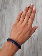 Изображение браслет плетеный кожаный фиолетовый с черным spikes BR-000279
