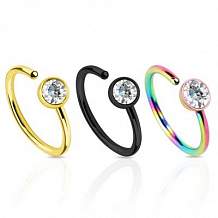 Изображение кольцо для носа с цирконом цвета радуги 1 шт  spikes PR-000465, PR-000466, PR-000074