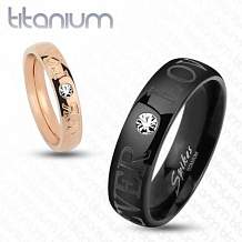 Изображение кольцо титановое с цирконом любовь навсегда spikes KL-001314, KL-001313