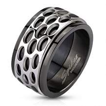 Изображение кольцо с крутящимся стальным элементом в виде пластины с овальными прорезями spikes KL-000743