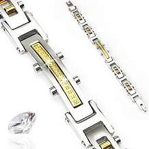 Изображение браслет с золотой вставкой и украшенный цирконами spikes BR-000461