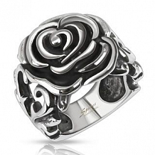 Изображение кольцо стальная роза в окружении лозы spikes KL-000984