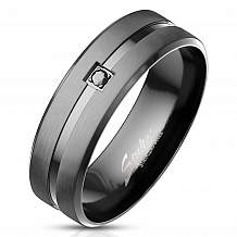 Изображение кольцо черное с черным камнем spikes KL-001516