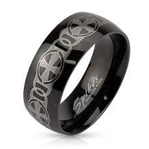 Изображение кольцо черное с цепью из крестов spikes KL-000819