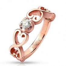 Изображение кольцо шесть винтажных сердец цвета золота spikes KL-000879