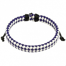 Изображение браслет плетеный кожаный фиолетовый с белым spikes BR-000280