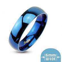 Изображение кольцо стальное с синим покрытием традиционное обручальное spikes KL-000247
