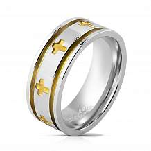 Изображение кольцо с золотыми крестами spikes KL-001463