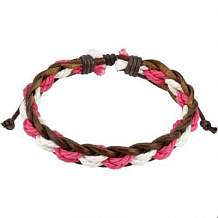 Изображение браслет плетеный из розовых и белых нитей spikes BR-000278
