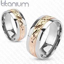 Изображение кольцо из титана с окружностью из розового золота spikes KL-001305, KL-001306